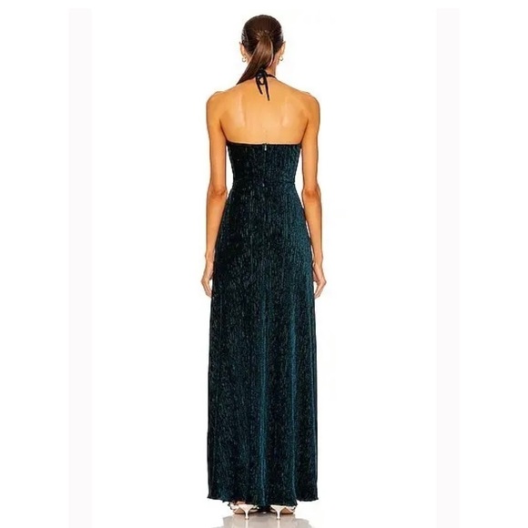 NWT PATBO Textured Velvet Lace-up Maxi Dress Prussian Green - Picture 6 of 17